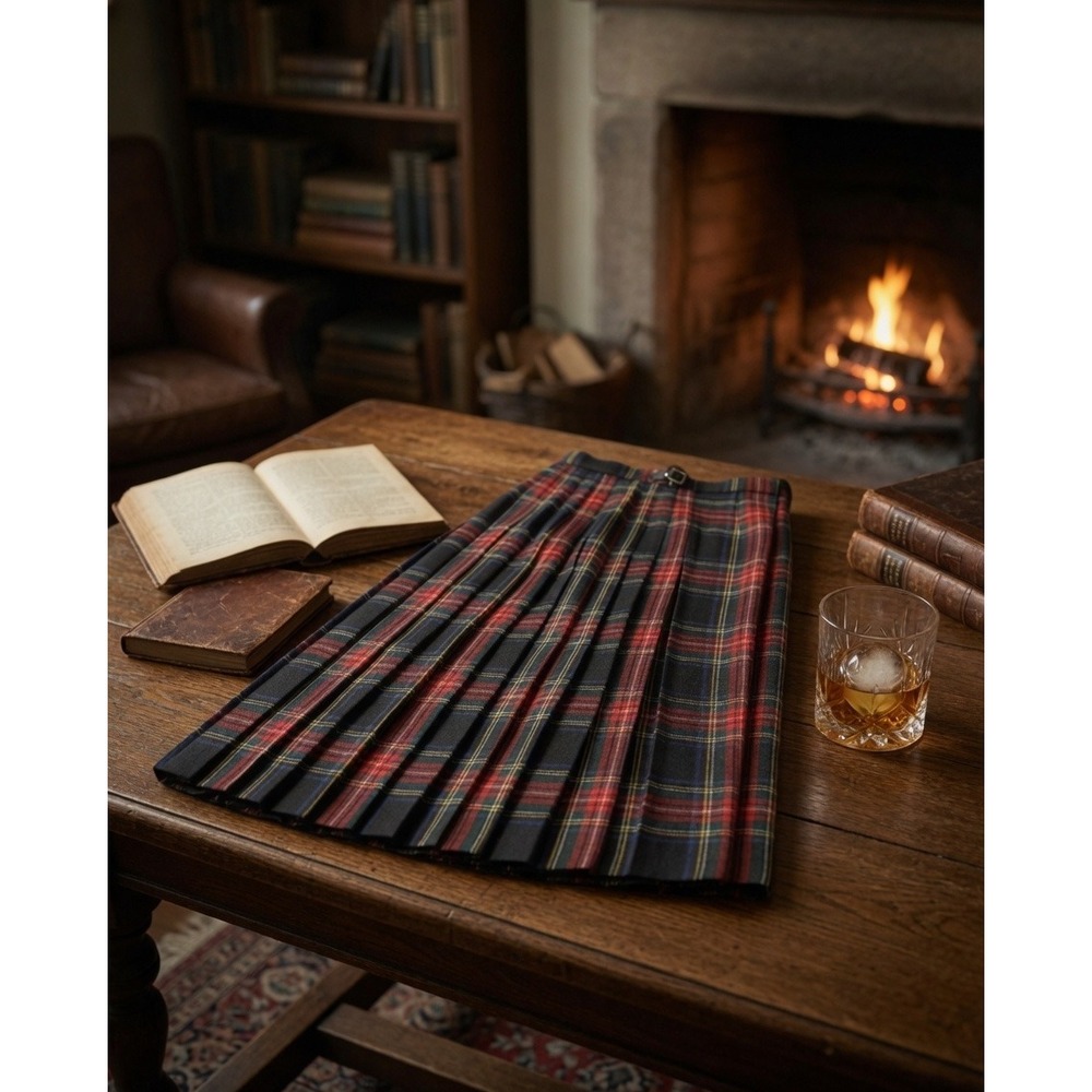 Moffat Woollens Plaid Wool Kilt Skirt Made in Scotland Red Green Tartan USA 10 - Picture 2 of 11